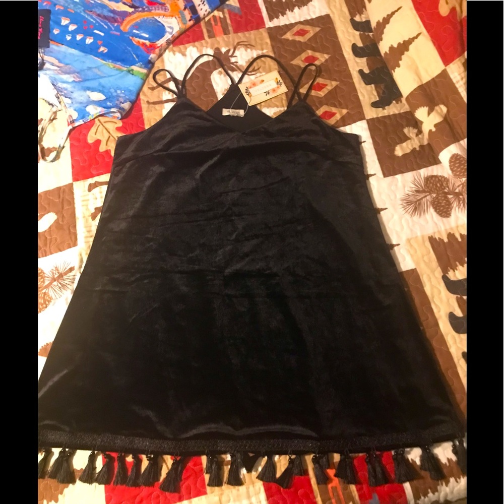 Black velvet lined sundress L